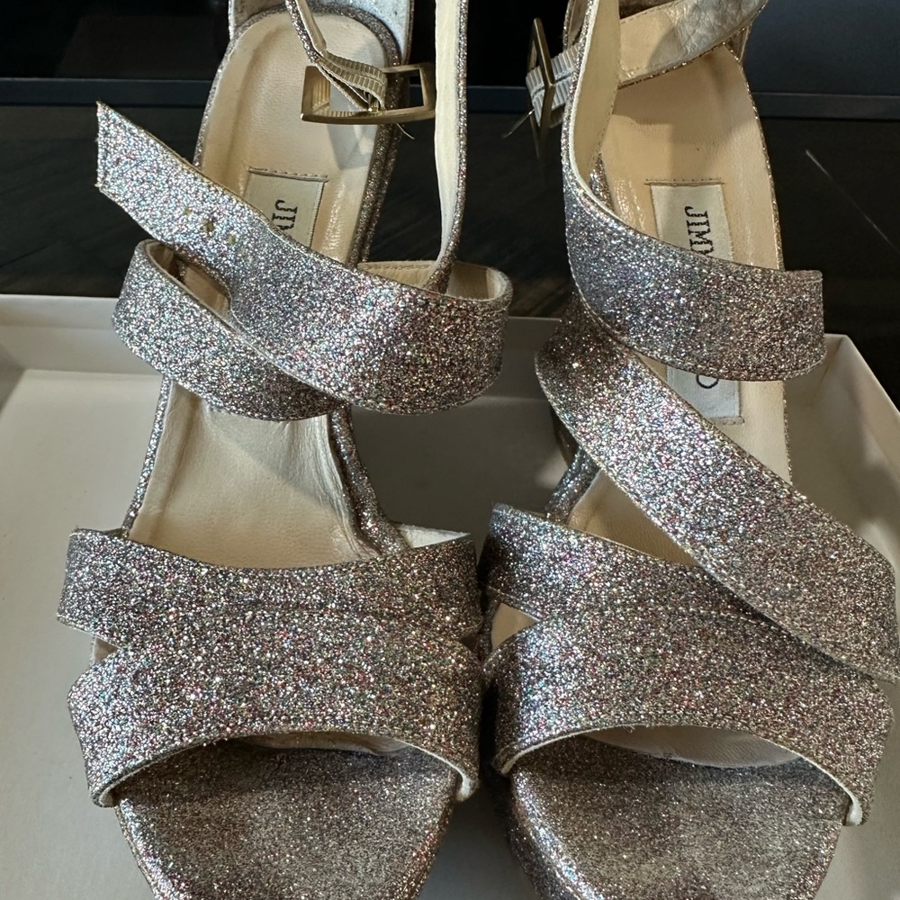 Jimmy Choo Glitter Strappy Sandals